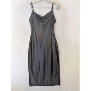 xxxiticat‎ Slip Dress Women's S Black Cowl Neck Side Slit Adjustable Straps Midi
